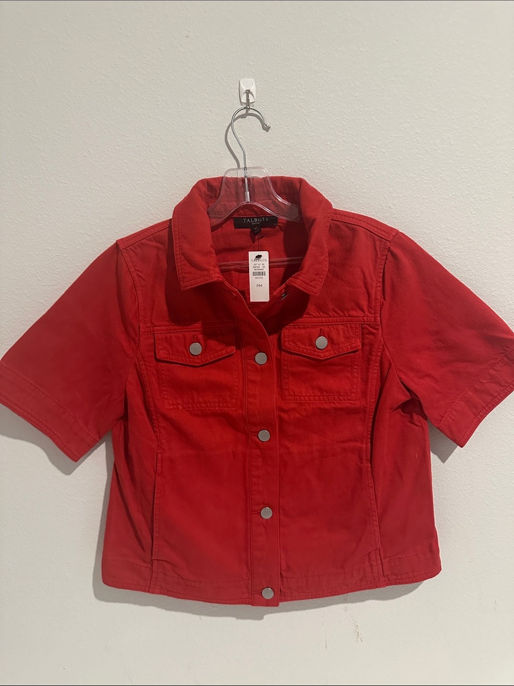 Talbots Red Short-Sleeve Jean Jacket for petite size